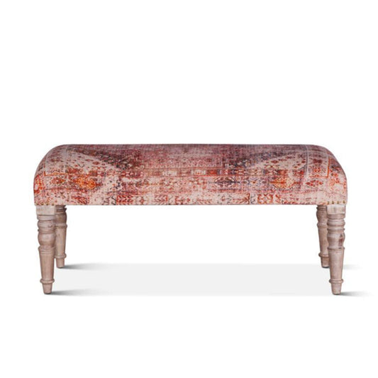  Algiers Tihiri Red Print Upholstered Bench 