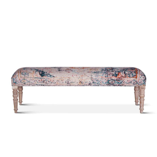  Algiers Turquoise Print Upholstered Bench 