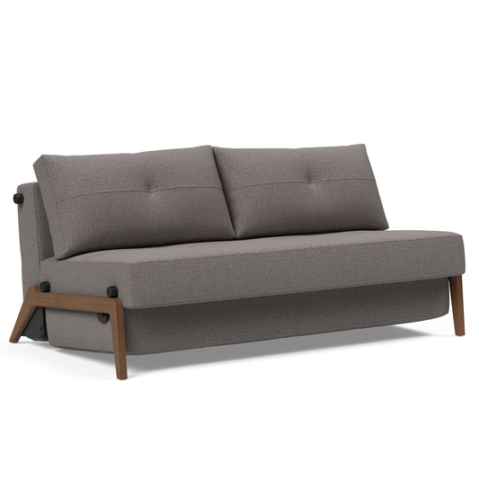 Cubed Queen Size Sofa Bed With Dark Wood Legs